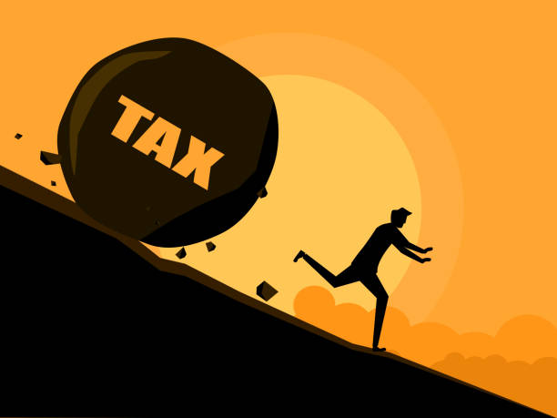 istock People running away from taxes. business concept 2016793889