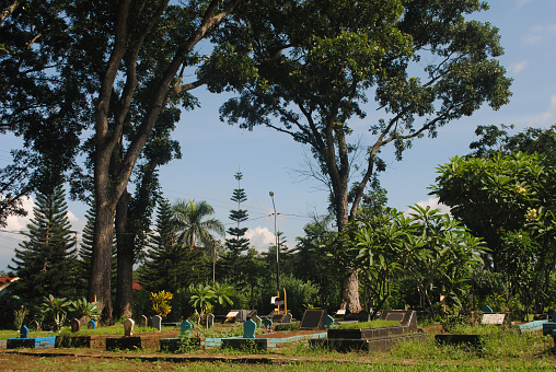 Graveyard in the countryside in Malang, Indonesia.