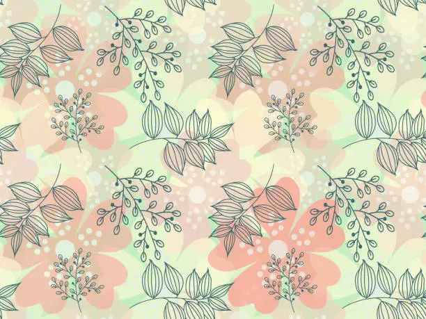 Vector illustration of Seamless spring sakura flowers pattern. Sakura Cherry blossoms seamless pattern of vector illustration, ready to print. It can be used for wallpaper decoration, textile design.