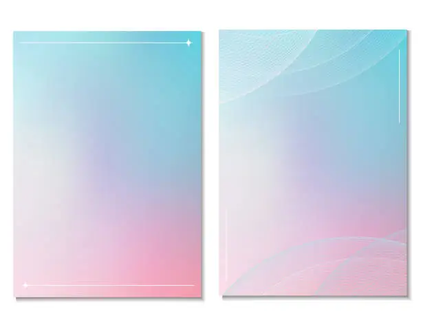 Vector illustration of Spring color abstract wavy liquid background set. Gradient mesh. Blue abd pink saturated vivid color blend. Modern design template for posters, ad banners, brochures, flyers, covers, websites. Vector image