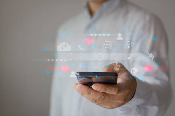 istock Search engine optimization SEO internet website communication social media and marketing service on mobile phone. Business statistic AI digital technology to information global network replication. 2016909231