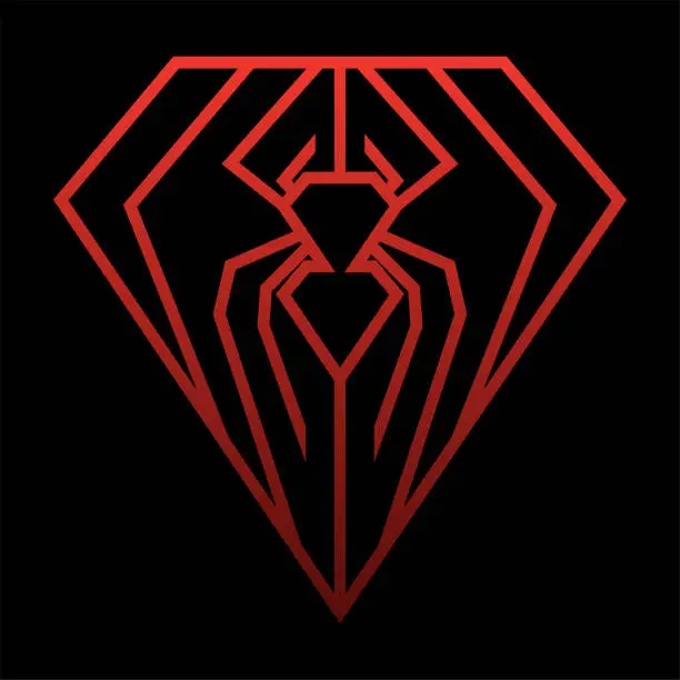 Vector illustration of Geometric Diamond Red Widow Spider for Sport Team Club Illustration Design Vector