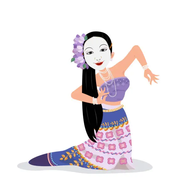 Vector illustration of myanmar mask dance