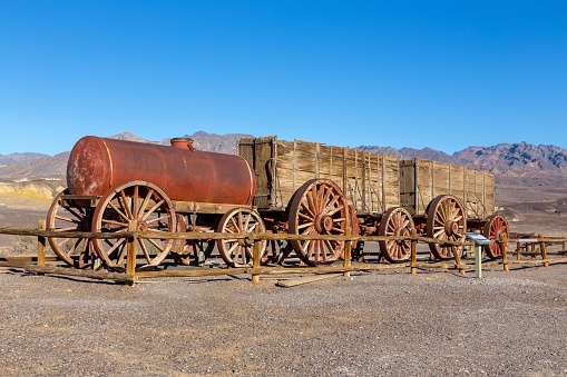 Famous Harmony Borax Works Landmark.  Death Valley National Park Desert Landscape California USA
