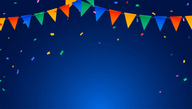istock decorative party flags background with confetti for your birthday celebration 2017027856