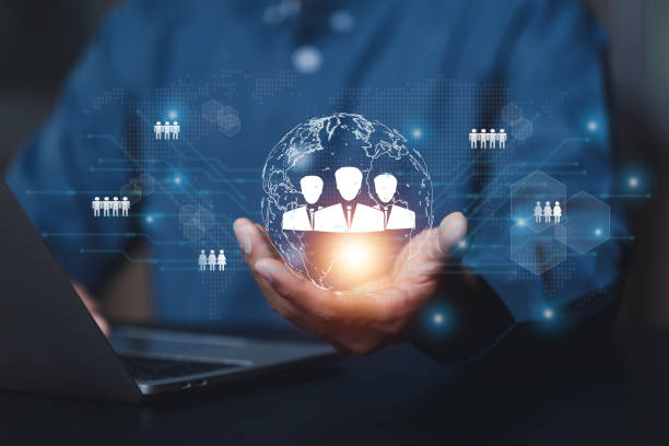 istock Customer Relationship Management ,Businessman hold of global structure , Data exchanges development. customer service, social media, digital marketing online 2017068461