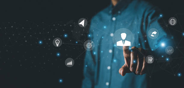 istock Customer Relationship Management ,Businessman hold of global structure , Data exchanges development. customer service, social media, digital marketing online 2017068475