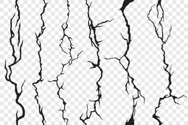 Vector illustration of Seamless cracks in the wall, plaster or ground