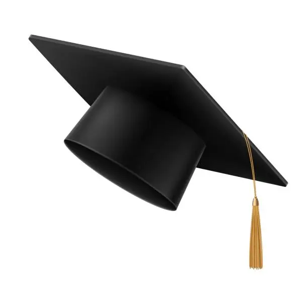 Vector illustration of Student graduate cap or hat with tassel