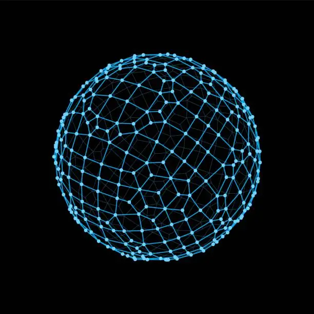 Vector illustration of 3d futuristic sphere and ball shape virtual model