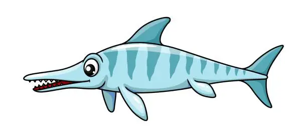 Vector illustration of Cartoon ichthyosaurus dinosaur reptile character