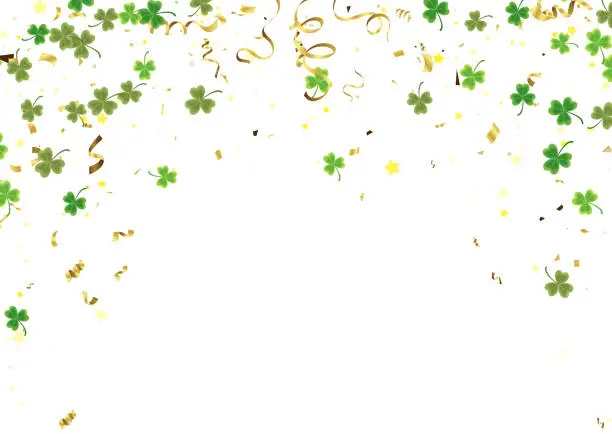 Vector illustration of Banner with Clovers and traditional symbols. Perfect for wallpapers, pattern fills, web backgrounds, st patrick's day editable text effect with st patrick's day element