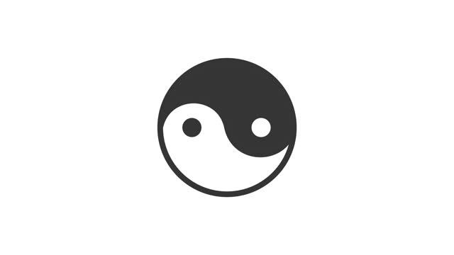 yin yang spinning around animation video, motion graphic icon animation