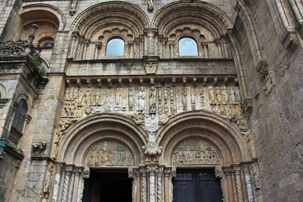 Pontevedra, Spain. View of Saint Bartholomew's church. Situated in the old town center of Pontevedra, the church was built in the late 17th century in the Baroque style. Travel destination.
