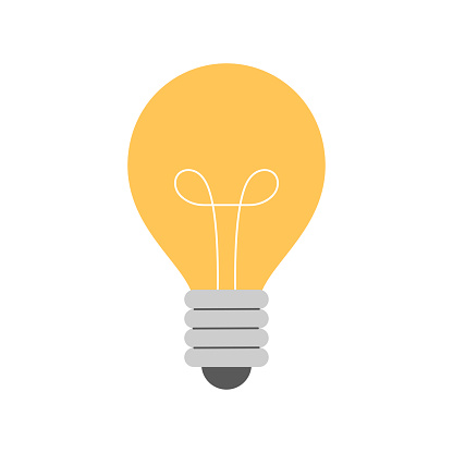 Yellow light bulb, creative idea and unique insight, invention symbol vector illustration