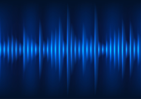 Sound wave technology background, Lines arranged as sound waves that spread out. Concept of converting vibrational energy into sound waves.