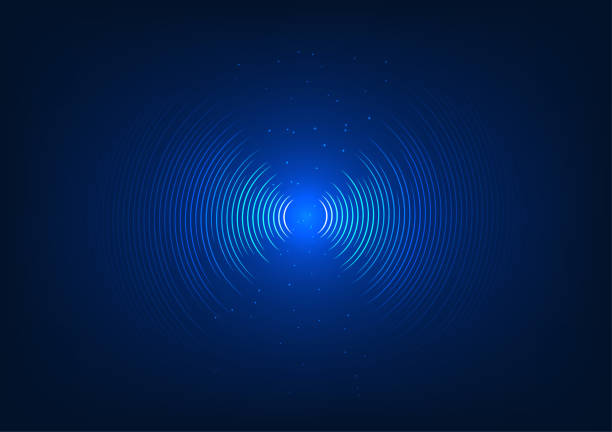 stockillustraties, clipart, cartoons en iconen met sound wave technology background radiating from the center the concept converts vibrational energy into sound waves that are transmitted. - radiogolf