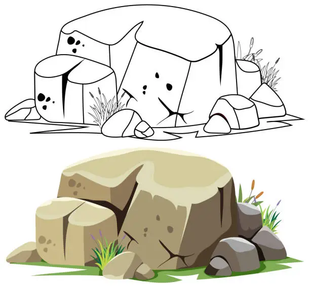 Vector illustration of Vector illustration of stylized rock formations.