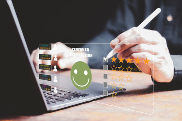 istock Customer Experience Concept, Best Excellent Services Rating for Satisfaction present by Hand of Client Showing excellent rating Five Star. Review, feedback, good, the best of product and service 2017230642