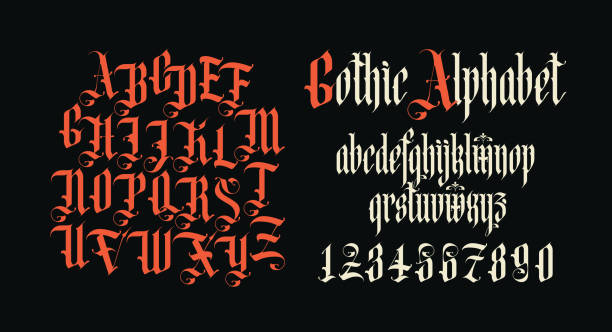 Gothic font vector art illustration