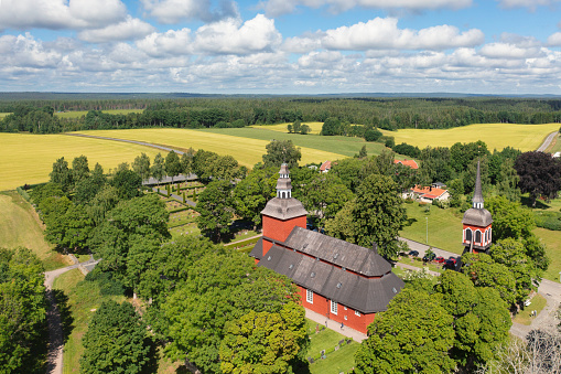 The historical Habo church (Habo kyrka) in the county of Jönköping, Sweden. The church was completed in 1680.