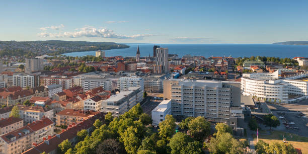 Panoramic view of central Jönköping Aerial view of Jönköping city in the Småland province of Sweden in summer. jonkoping stock pictures, royalty-free photos & images