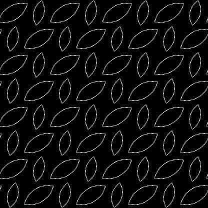 Two sized leaves pattern of pearls on black seamless repeating pattern