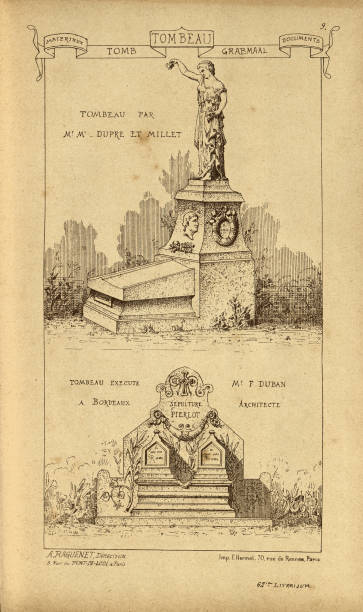 istock Funerary architecture, Tombs, Gravestones, History of architecture, decoration and design, art, French, Victorian, 19th Century 2017304228