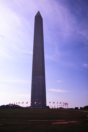 Washington Monument during sunset in Washington, DC.