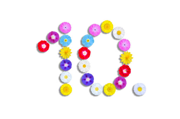 number written on white background with colorful flowers, Graphic, Illustration