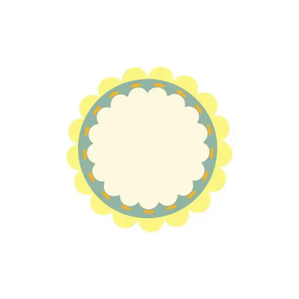 Vector illustration of Cute Circle Frame with Scalloped Edge Stiches Vector Illustration