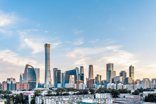 High angle view of Beijing International Trade CBD Building Complex, China