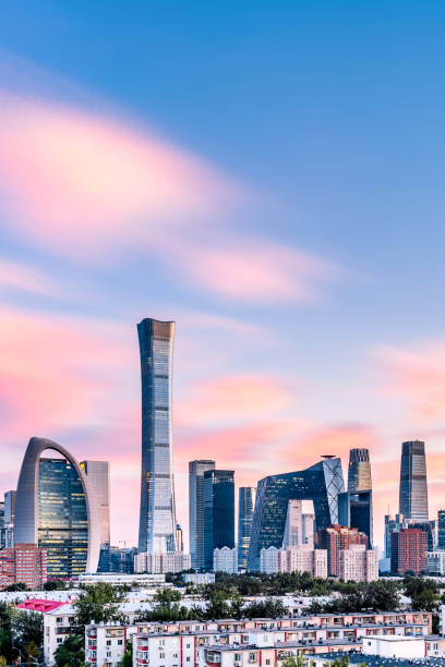 istock Sunset glow scenery of Beijing international trade CBD building complex, China 2017380193