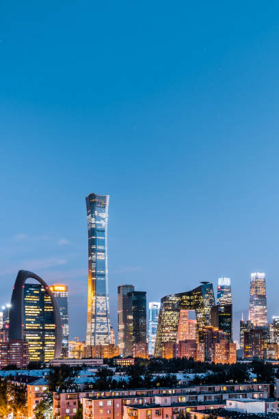 istock High View Night Scenery of Beijing International Trade CBD Building Complex, China 2017383287