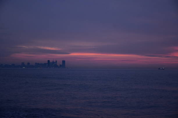 istock ship on the horizon during sunset. Batumi and Black sea. 2017383821