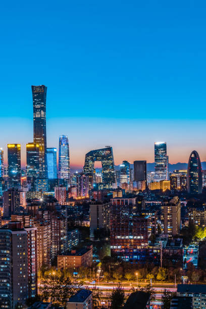 istock High View Night Scenery of Beijing International Trade CBD Architecture Complex in China 2017403494