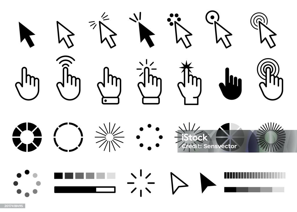 Mouse Click Cursors And Hands For User Interface Of Website Or ...