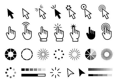 Click Now Cursor Mouse Click Cursors And Hands For User Interface Of Website Or ...