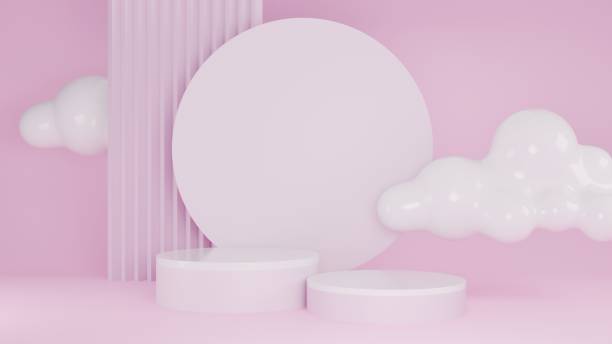 istock 3D Rendering pastel pink background with white podium 2017429099