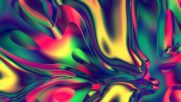 istock Abstract chromatic fluid waves, iridescent holographic foil, with LED Texture background  for branding and product presentation. High quality details 2017482459