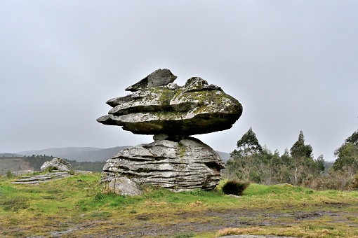 The Brownshill Dolmen, officially known as Kernanstown Cromlech, a magnificent megalithic granite capstone, weighing about 103 tons, located in County Carlow, Ireland.