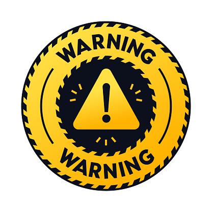 Warning danger alert yellow and black badge.