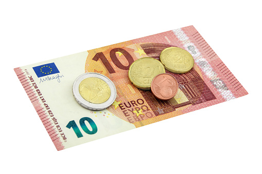 12,41 Euro German minimum wage isolated on white backround