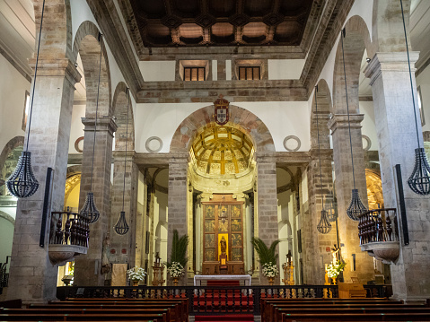 Main nave of Angra do Heroismo Sé Cathedral, Terceira Island, Azores