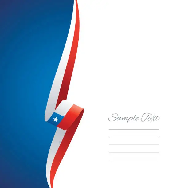 Vector illustration of Chile flag ribbon left side brochure cover vector