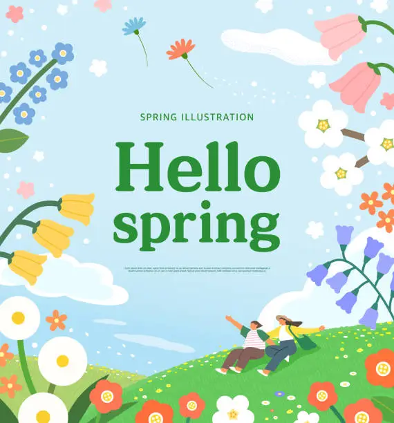 Vector illustration of Spring template