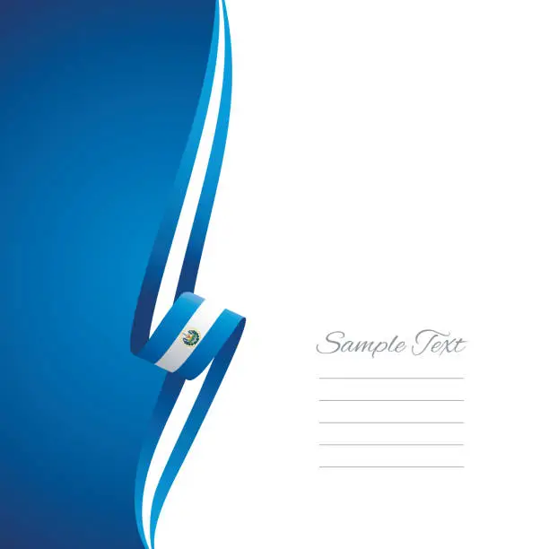 Vector illustration of El Salvador flag ribbon left side brochure cover vector