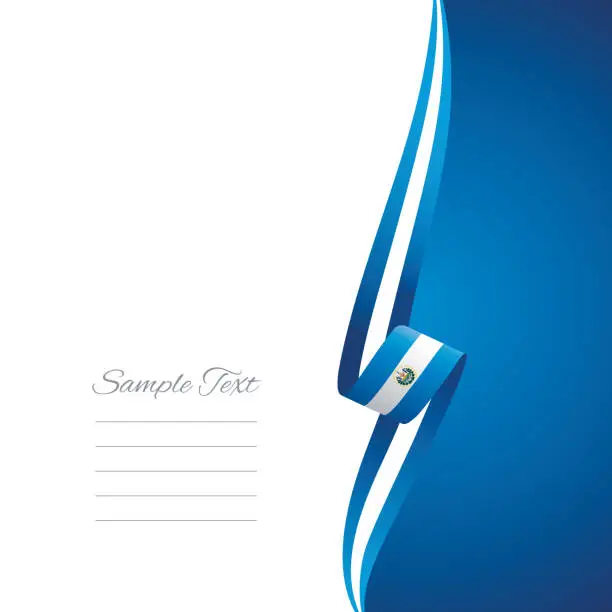 Vector illustration of El Salvador flag ribbon right side brochure cover vector