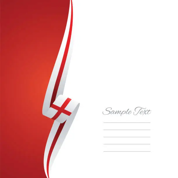 Vector illustration of England flag ribbon left side brochure cover vector