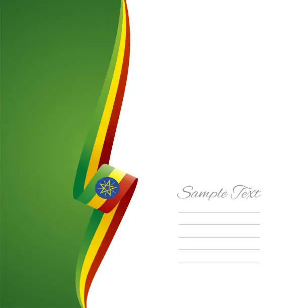 Vector illustration of Ethiopia flag ribbon left side brochure cover vector